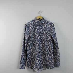 Eton Contemporary Men's Button Down Shirt 39 Blue Floral Long Sleeve 264